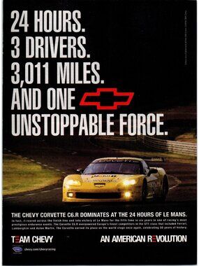 2007 Chevy Corvette C6.R 24 Hours of Le Mans Race Car Vintage Print Ad Wall Art